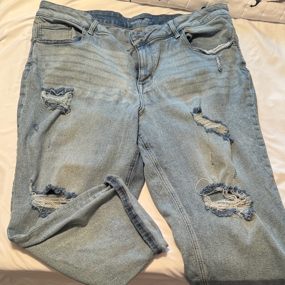 Maurices Light Blue Distressed Boyfriend Jeans